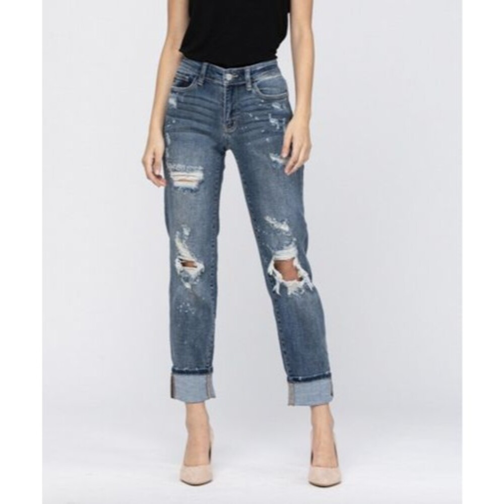 Judy Blue Bleach Splash Boyfriend Jean JB82363 Size 1